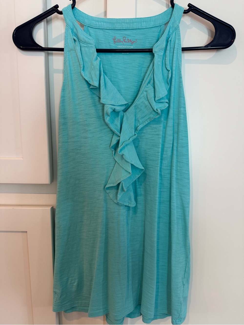 Lilly Pulitzer Aqua Ruffle V-Neck Top